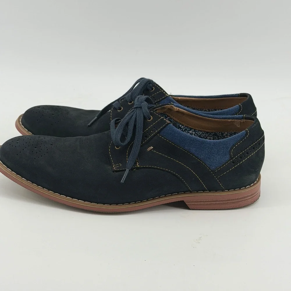 Stacy Adams Mens 25352-410 Navy Blue Suede Leather Textile Oxford Shoes Size 8 M